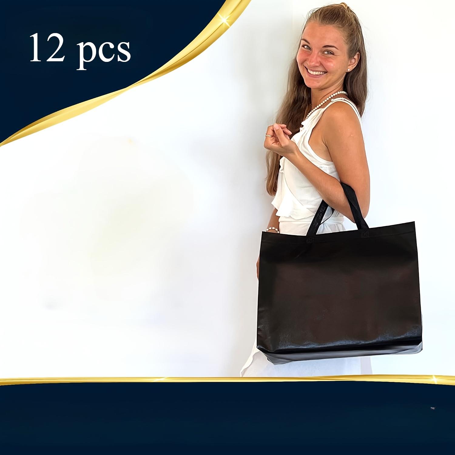 12 шт./набор, большой черный подарочный пакет, многоразовый, черный подарочный пакет (с ручкой), Подарочный пакет на день рождения, большой праздничный пакет, подарочный пакет, праздничный подарочный пакет 12 pcs чёрный